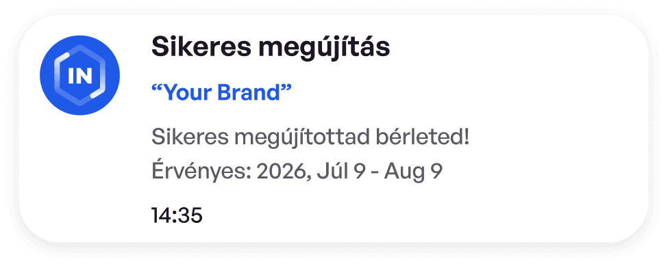 Értesítés: sikeres bérlet megújítás